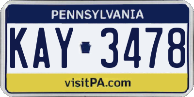 PA license plate KAY3478