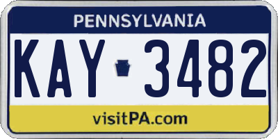 PA license plate KAY3482