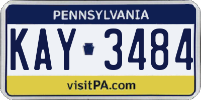 PA license plate KAY3484