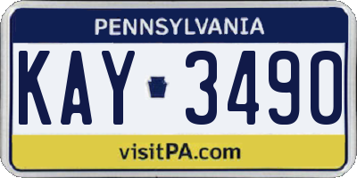 PA license plate KAY3490