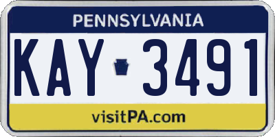 PA license plate KAY3491