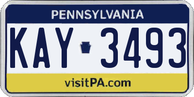 PA license plate KAY3493