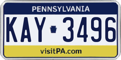 PA license plate KAY3496