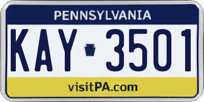 PA license plate KAY3501