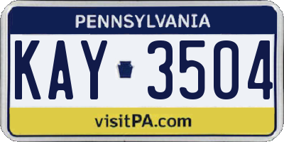 PA license plate KAY3504