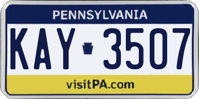 PA license plate KAY3507