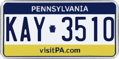 PA license plate KAY3510