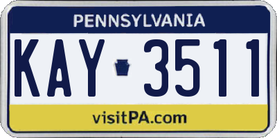 PA license plate KAY3511