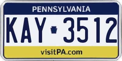 PA license plate KAY3512
