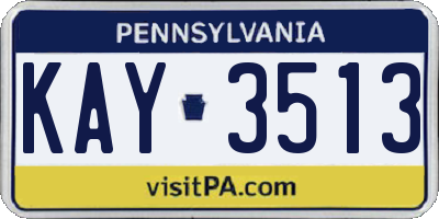 PA license plate KAY3513