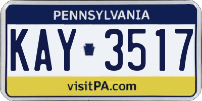 PA license plate KAY3517