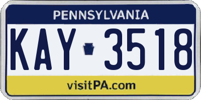 PA license plate KAY3518