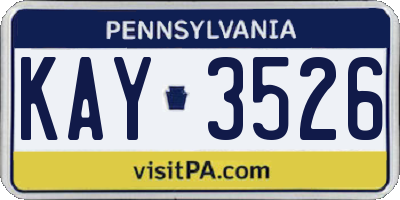 PA license plate KAY3526