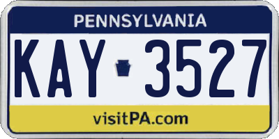 PA license plate KAY3527