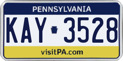 PA license plate KAY3528