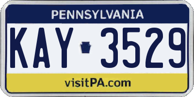 PA license plate KAY3529