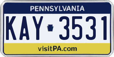PA license plate KAY3531