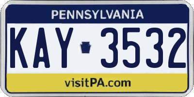 PA license plate KAY3532