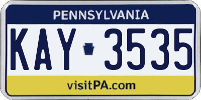 PA license plate KAY3535