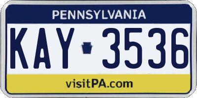 PA license plate KAY3536