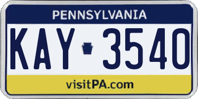 PA license plate KAY3540