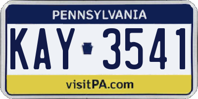 PA license plate KAY3541