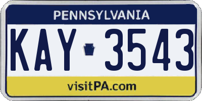 PA license plate KAY3543