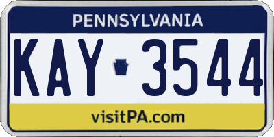 PA license plate KAY3544