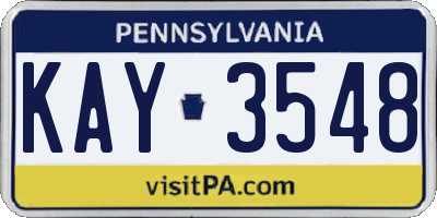 PA license plate KAY3548