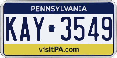 PA license plate KAY3549