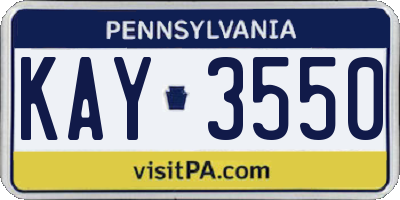 PA license plate KAY3550