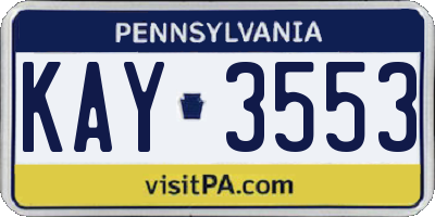 PA license plate KAY3553
