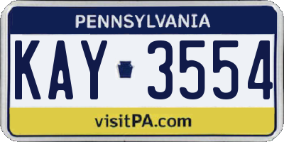 PA license plate KAY3554