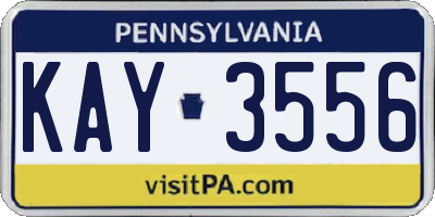 PA license plate KAY3556