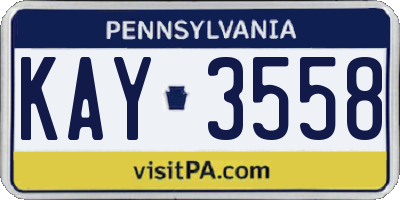 PA license plate KAY3558