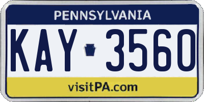 PA license plate KAY3560