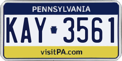 PA license plate KAY3561