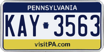 PA license plate KAY3563