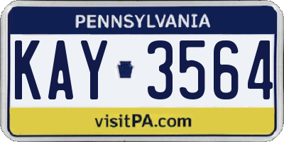 PA license plate KAY3564