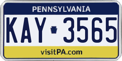 PA license plate KAY3565