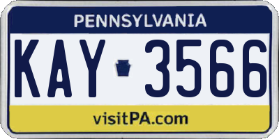 PA license plate KAY3566