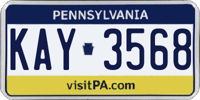 PA license plate KAY3568