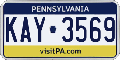 PA license plate KAY3569