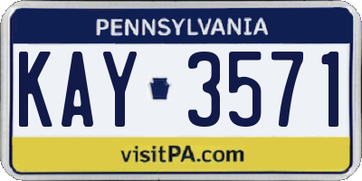 PA license plate KAY3571