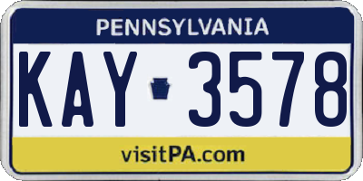 PA license plate KAY3578