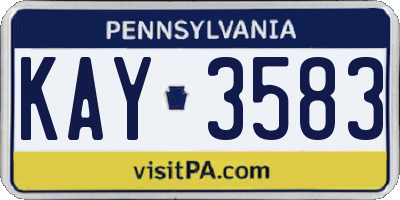 PA license plate KAY3583