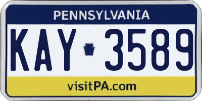 PA license plate KAY3589