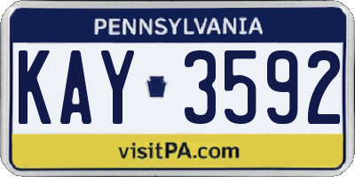 PA license plate KAY3592