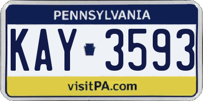 PA license plate KAY3593