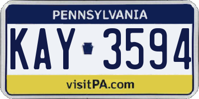 PA license plate KAY3594